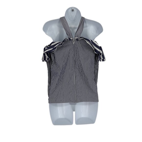 J.Crew Striped Off-The-Shoulder Ruffle Top Size 2 Petite - Picture 4 of 12